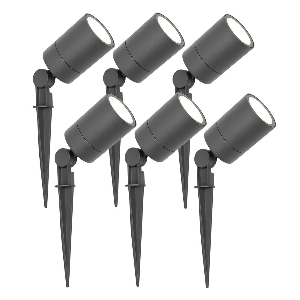Ledvion 6x LED Gartenstrahler - IP65 - 3W - 6500K - 1M Kabel - Anthrazit