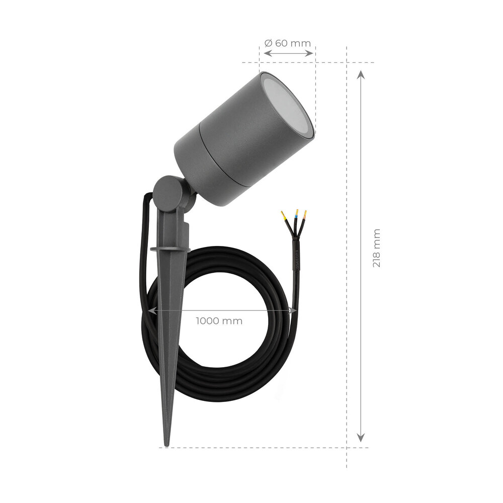 Ledvion LED Gartenstrahler - IP65 - 3W - 6500K - 1M Kabel - Anthrazit