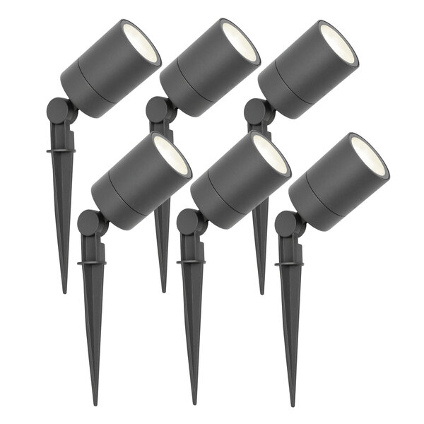 Ledvion 6x LED Gartenstrahler - IP65 - 3W - 4000K - 1M Kabel - Anthrazit
