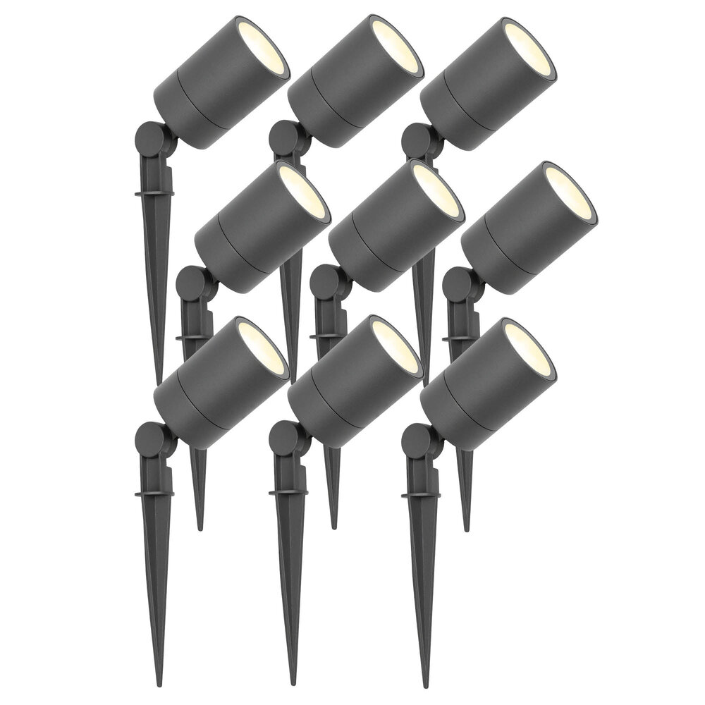 Ledvion 9x LED Gartenstrahler - IP65 - 3W - 2700K - 1M Kabel - Anthrazit