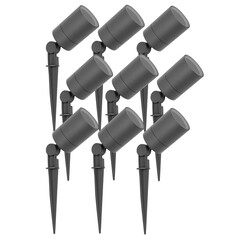 9x LED Gartenstrahler - IP65 - Aluminium - GU10 Fassung - 1M Kabel - Anthrazit