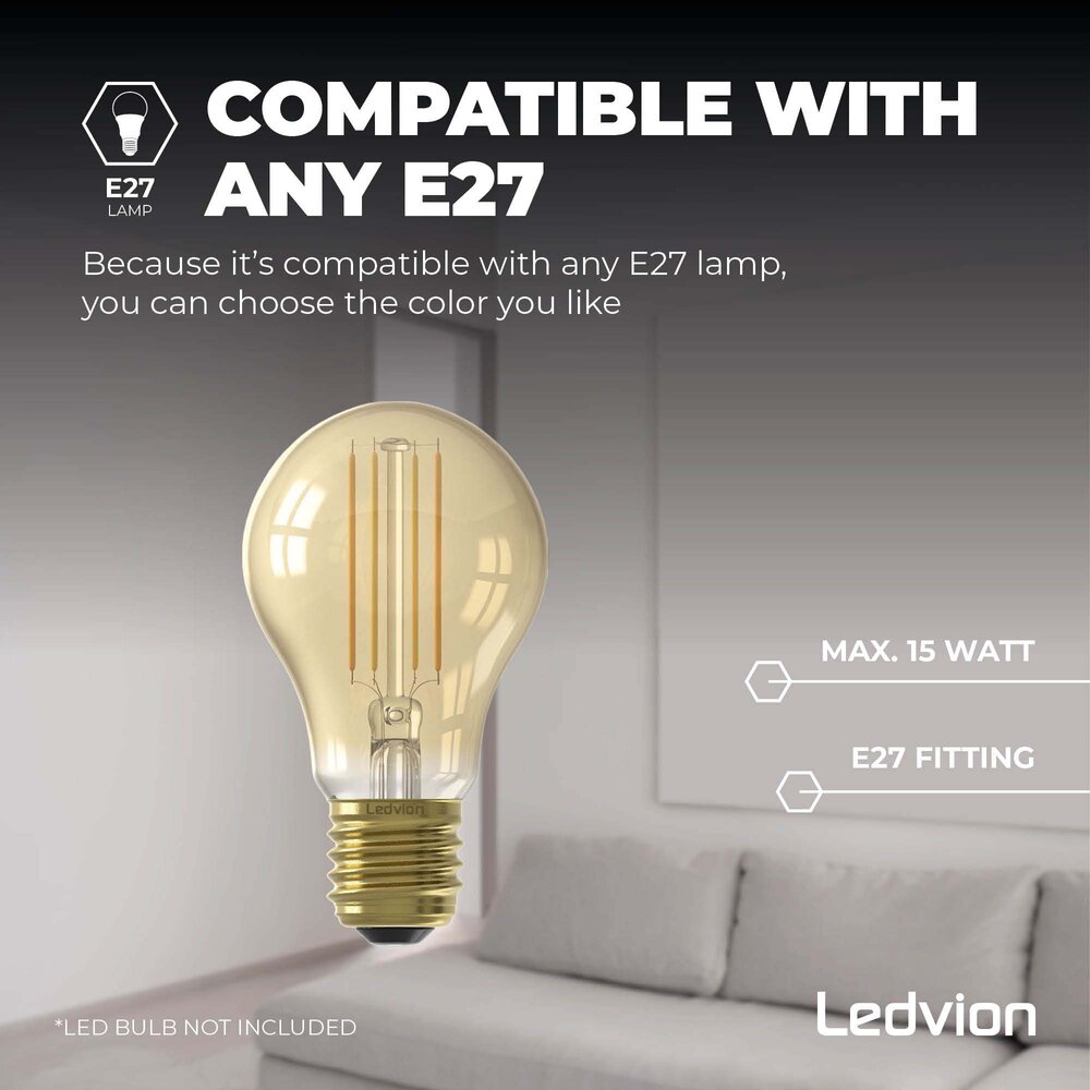 Ledvion LED Deckenleuchte - Schwarz - IP44 - E27-Fassung