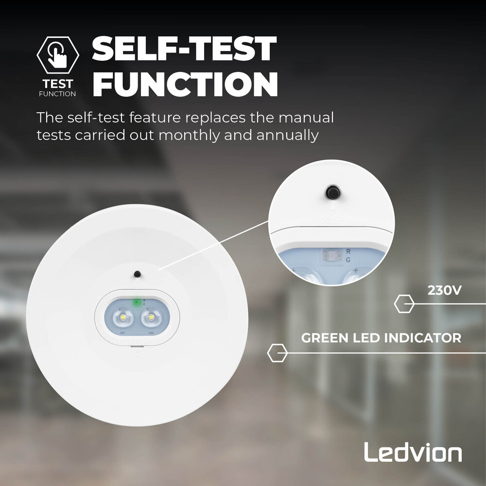 Ledvion LED Notleuchte Spot - inkl. Batterie - 6W - 5700K-8000K - Deckenmontage