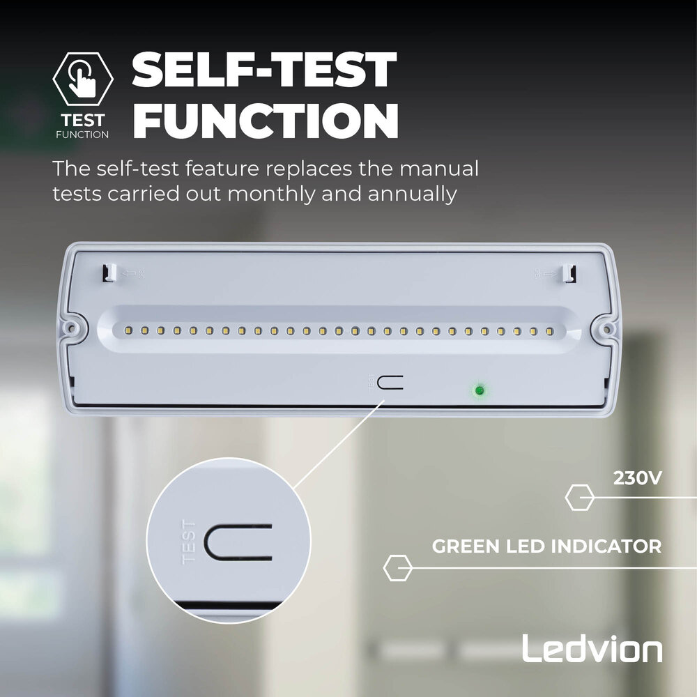 Ledvion LED Notleuchte Aufbau - inkl. Batterie und Testknopf - IP65 - 3,5W