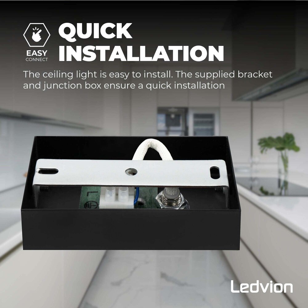 Ledvion LED Deckenstrahler Schwarz - 3W - 4000K - Neigbar