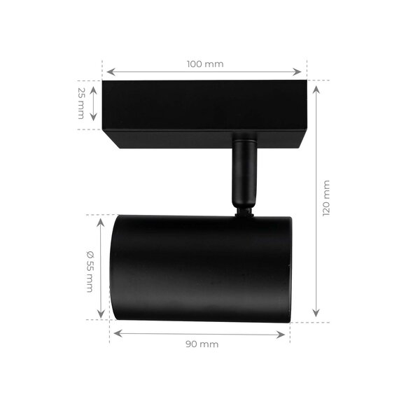 Ledvion LED Deckenstrahler Schwarz - 3W - 4000K - Neigbar