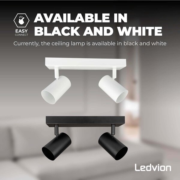 Ledvion LED Deckenstrahler Schwarz Duo - 3W - 6500K - Neigbar