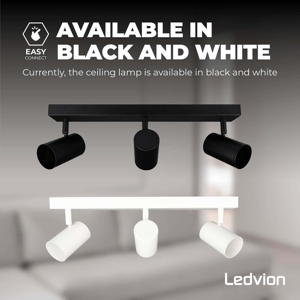 Ledvion LED Deckenstrahler Schwarz Trio - 5W - 2700K - Neigbar