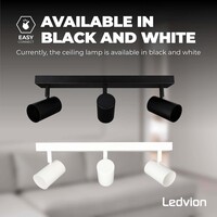 Ledvion LED Deckenstrahler Schwarz Trio - 5W - 6500K - Neigbar