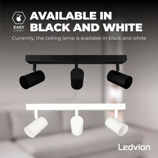 Ledvion LED Deckenstrahler Schwarz Trio - 3W - 6500K - Neigbar