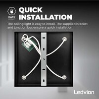 Ledvion LED Deckenstrahler Schwarz 4-licht - 5W - 4000K - Neigbar