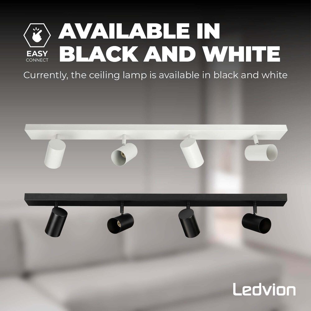 Ledvion LED Deckenstrahler Schwarz 4-licht - 3W - 6500K - Neigbar