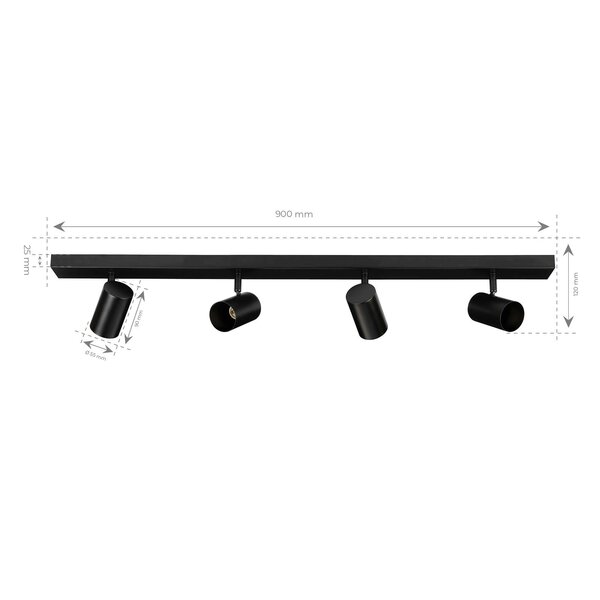 Ledvion LED Deckenstrahler Schwarz 4-licht - 3W - 6500K - Neigbar