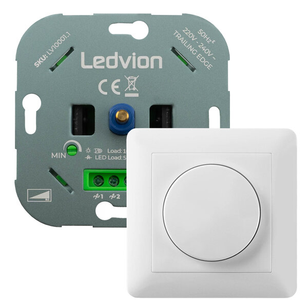 Ledvion LED Dimmer 5-150 Watt 220-240V - Phasenabschnitt - Universal - Komplett