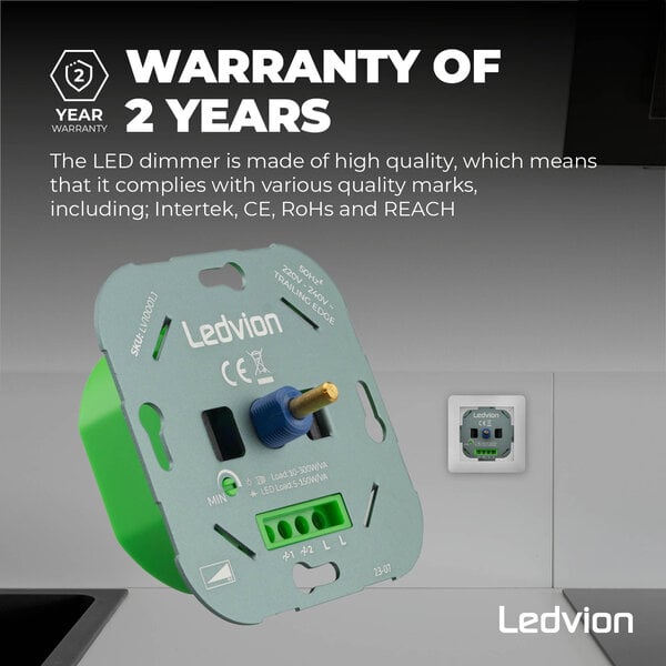 Ledvion LED Dimmer 5-150 Watt 220-240V - Phasenabschnitt - Universal