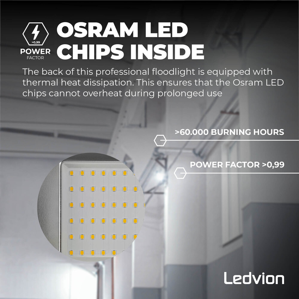 Ledvion Osram LED Fluter mit Sensor 100W – 6500K - Schnellanschluss