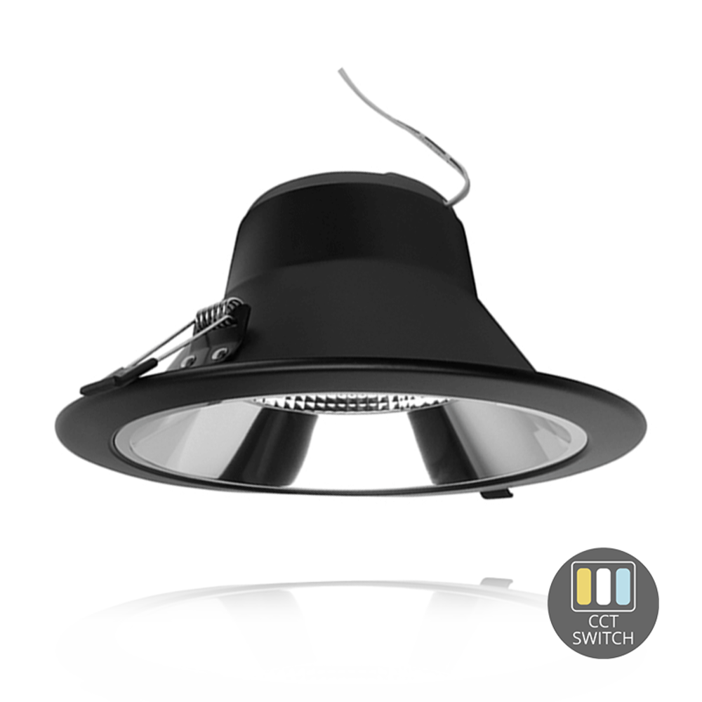 Beleuchtungonline LED Einbauleuchte mit Reflektor - 20W - Ø195 mm - CCT-Schalter - Schwarz - 5 Jahre Garantie