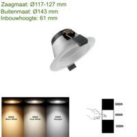 Beleuchtungonline LED Einbauleuchte - 14W - Ø120 mm - CCT-Schalter - Weiß - 5 Jahre Garantie