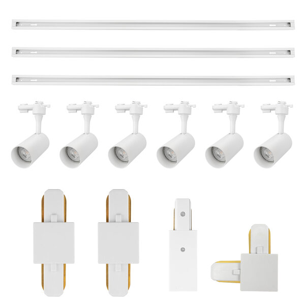 Beleuchtungonline 3m LED Schienensystem - 6 Spots - 5W - 2700K - Dimmbar - 1 Phasen - Weiß