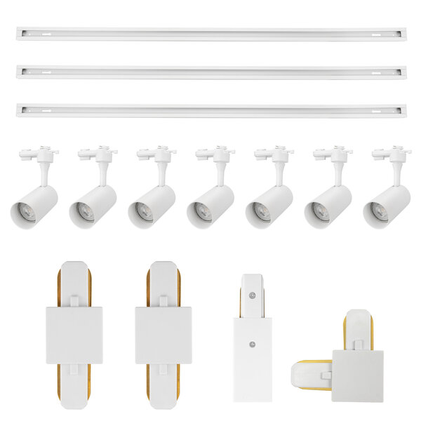 Beleuchtungonline 3m LED Schienensystem - 7 Spots - 5W - 2700K - Dimmbar - 1 Phasen - Weiß