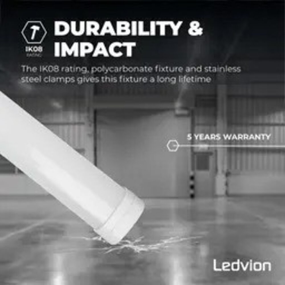 Ledvion 3-Pack LED Feuchtraumleuchten 120 cm - Samsung LED - IP65 - 36W - 140 lm/W - 4000K - Verlinkbar - 5 Jahre Garantie