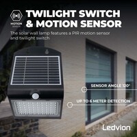 Ledvion Solar Wandleuchte mit Bewegungssensor - Schwarz - 4W - 3000K