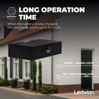 Ledvion Solar Wandleuchte mit Bewegungssensor - Schwarz - 3W - 3000K