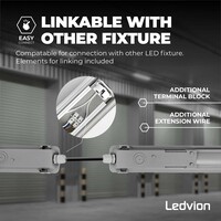Ledvion LED Feuchtraumleuchte IP65 - 60 cm - IP65 - Verknüpfbar - Edelstahlklammern