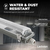 Ledvion LED Feuchtraumleuchte IP65 - 60 cm - IP65 - Verknüpfbar - Edelstahlklammern