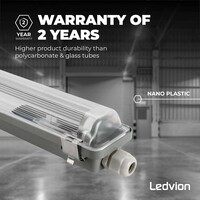 Ledvion LED Feuchtraumleuchte IP65 - 60 cm - IP65 - Verknüpfbar - Edelstahlklammern