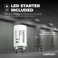 Ledvion LED Feuchtraumleuchte 120CM - 18W - 3330 Lumen - 185lm/W - 6500K - High Efficiency - Energieetikette B - IP65 - Inkl. LED Röhre