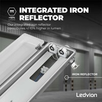 Ledvion LED Feuchtraumleuchte 60 cm für 2x LED TL Röhren - IP65 - Edelstahlklammern