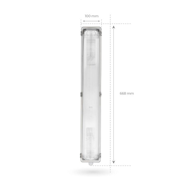 Ledvion LED Feuchtraumleuchte 60 cm für 2x LED TL Röhren - IP65 - Edelstahlklammern