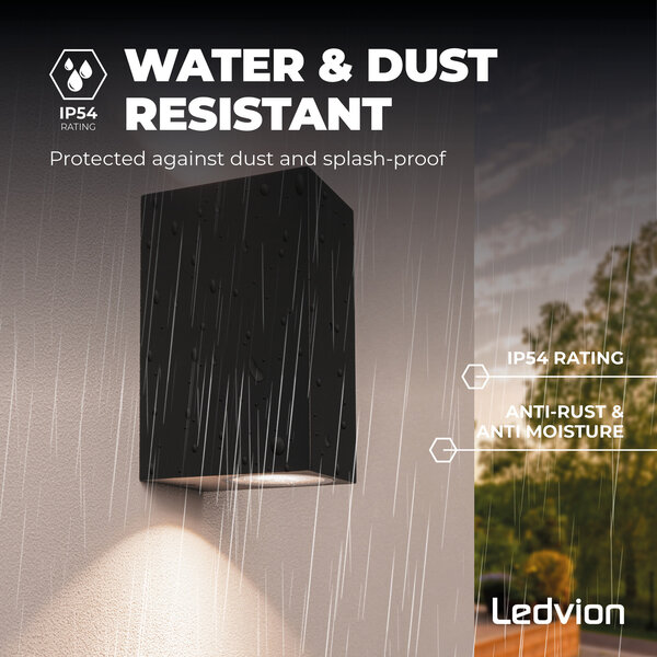 Ledvion LED Außenwandleuchte mit Dämmerungssensor - Beidseitig - 3W - 2700K - IP44 - Schwarz