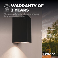 Ledvion LED Außenwandleuchte mit Dämmerungssensor - Beidseitig - 3W - 2700K - IP44 - Schwarz