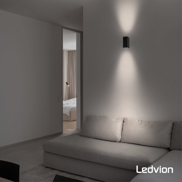Ledvion Dimmbare LED Wandleuchte - Beidseitig - 5W - 2700K - IP54 - Schwarz