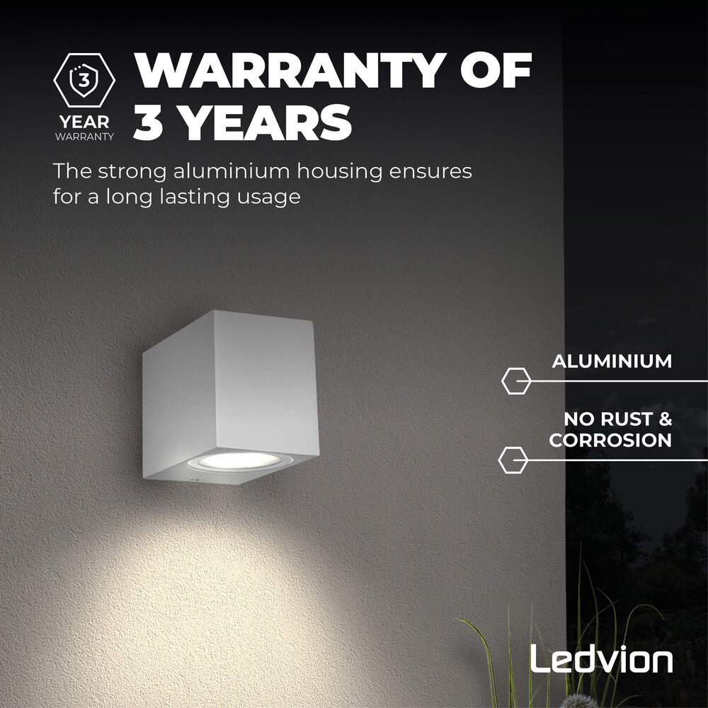Ledvion Dimmbare LED Wandleuchte - San Diego - 5W - 2700K - Weiß