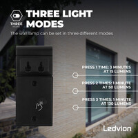 Ledvion LED Solar Wandleuchte - 3000K - Schwarz - IP44