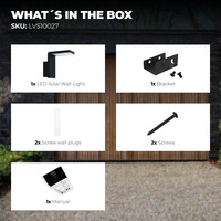 Ledvion LED Solar Wandleuchte - 3000K - Schwarz - IP44