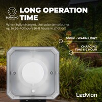 Ledvion LED Solar Außenlampe Stehend mit Bewegungssensor - Schwarz - IP44