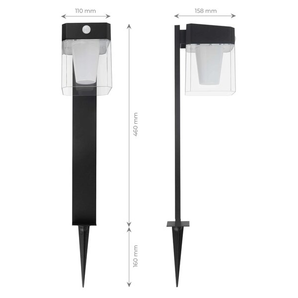 Ledvion LED Solar Außenlampe Stehend mit Bewegungssensor - Schwarz - IP44