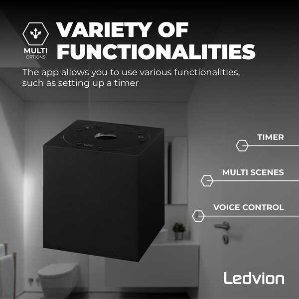 Ledvion Smart LED Aufbaustrahler - Quadratisch - Schwarz - 4,9W - RGB+CCT - Kippbar - IP20