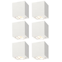 6x Dimmbare LED Aufbaustrahler - Quadratisch - Weiß - 5W - 2700K - Kippbar - IP20