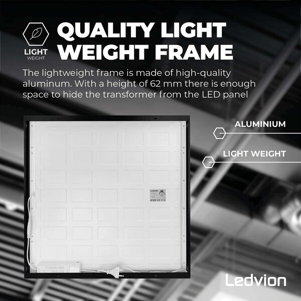 Ledvion LED Panel Aufbau - 60x60 - Aluminium - Schwarz