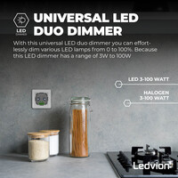 Ledvion LED Doppeldimmer 2x 3-100 Watt - 220-240V - Phasenabschnitt - Universal - Komplett