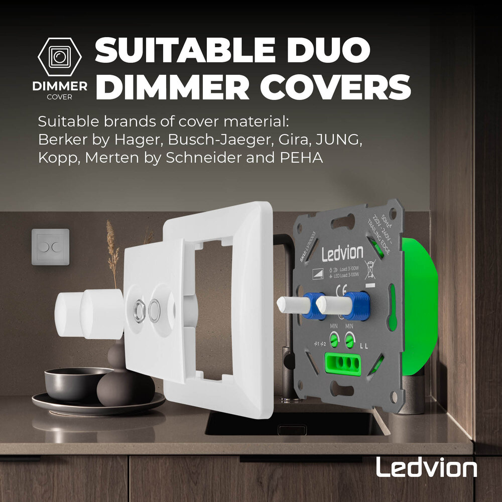 Ledvion LED Doppeldimmer 2x 3-100 Watt - 220-240V - Phasenabschnitt - Universal - Komplett