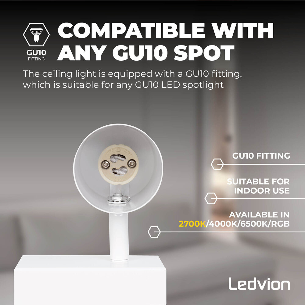Ledvion LED Deckenstrahler Weiß 4-licht - 3W - 2700K - Neigbar