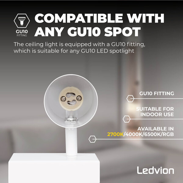 Ledvion LED Deckenstrahler Weiß 4-licht - 3W - 2700K - Neigbar