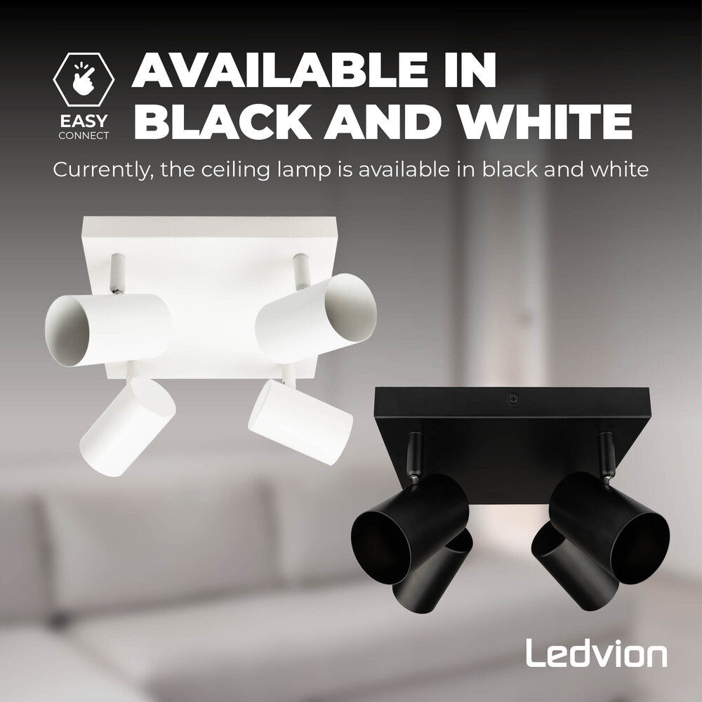 Ledvion LED Deckenstrahler Weiß 4-licht - 3W - 2700K - Neigbar