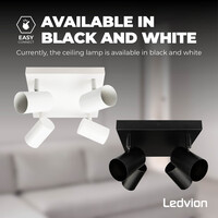 Ledvion LED Deckenstrahler Weiß 4-licht - 3W - 2700K - Neigbar